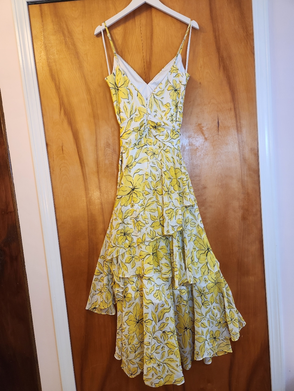 Badgley Mischka Women's Yellow Mixed Print Dress, Size 6, $795 - Picture 6 of 14